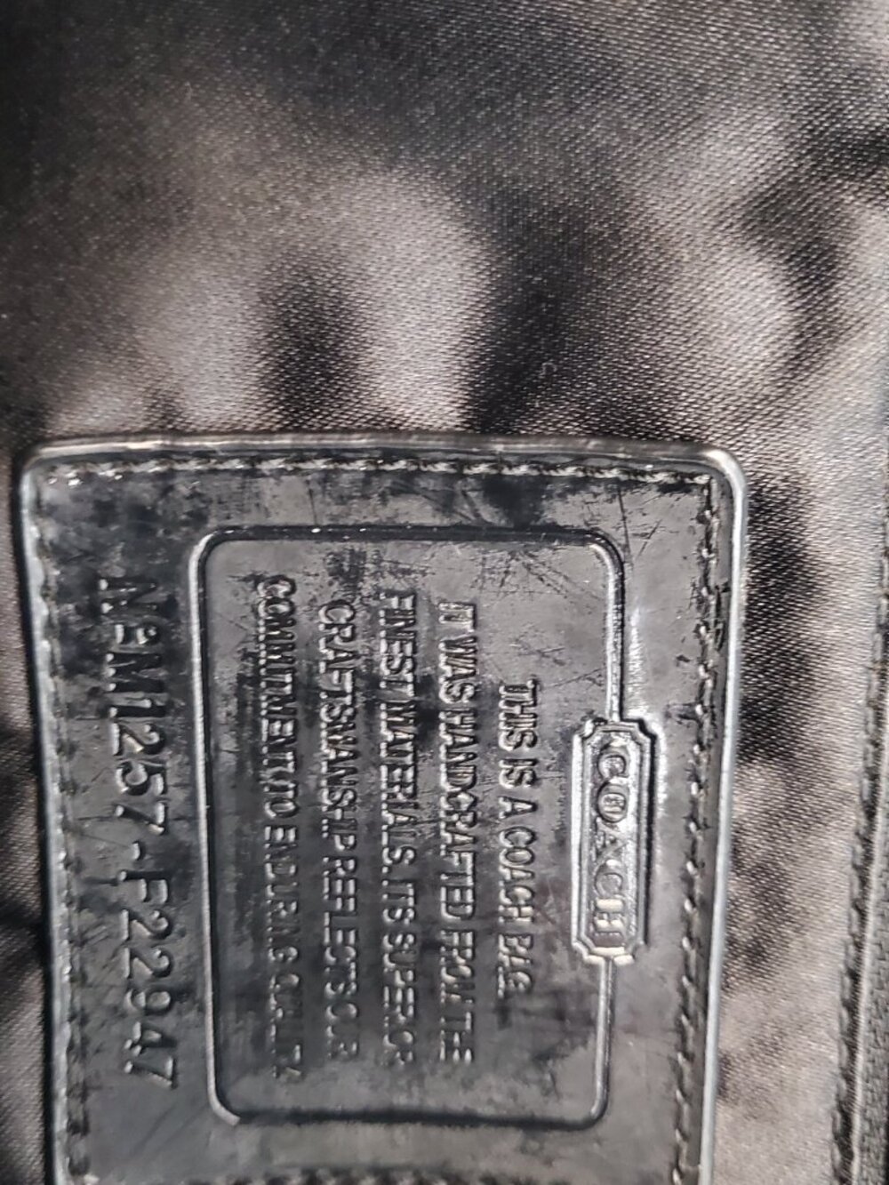 21. Coach Signature Logo Medium Tote Black/Beige Zip Top Patent Trim Pockets - Picture 3 of 12